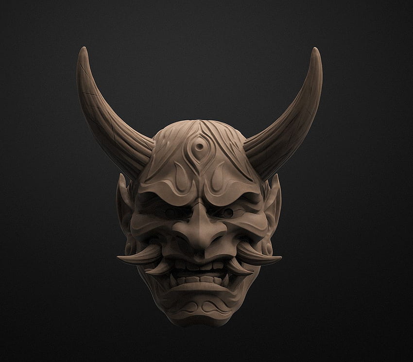 OBJ file Hannya Mask Pendant Magnet 7 Oni Mask Samurai Mask 3D print modelã»Design to and 3D printã»Cults, Hanya HD wallpaper